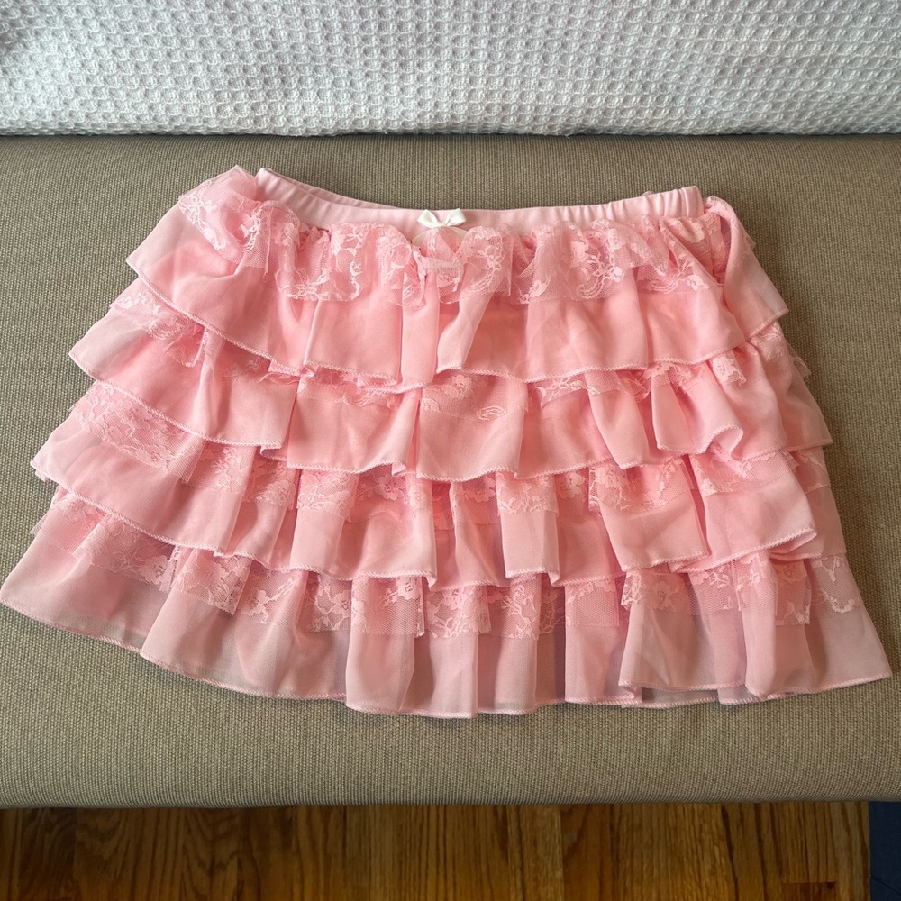 NWT Pink Tiered Ruffle Mini Skirt